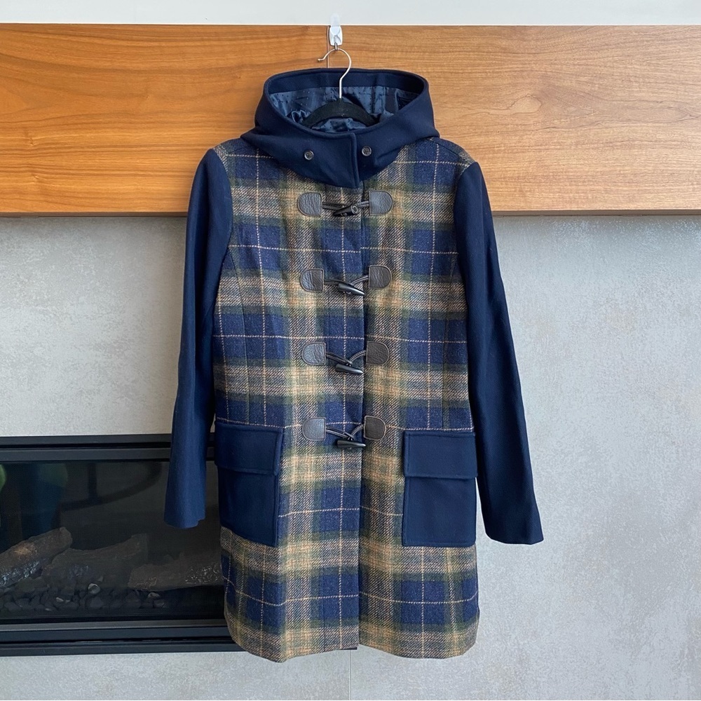 brooks brothers women's wool-blend plaid duffle Hooded Coat, Size 10